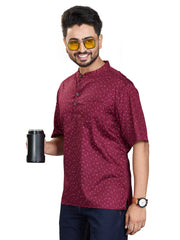 Bamboo Short Kurta Half Sleeves for Men - White | SHAVSPMAR3