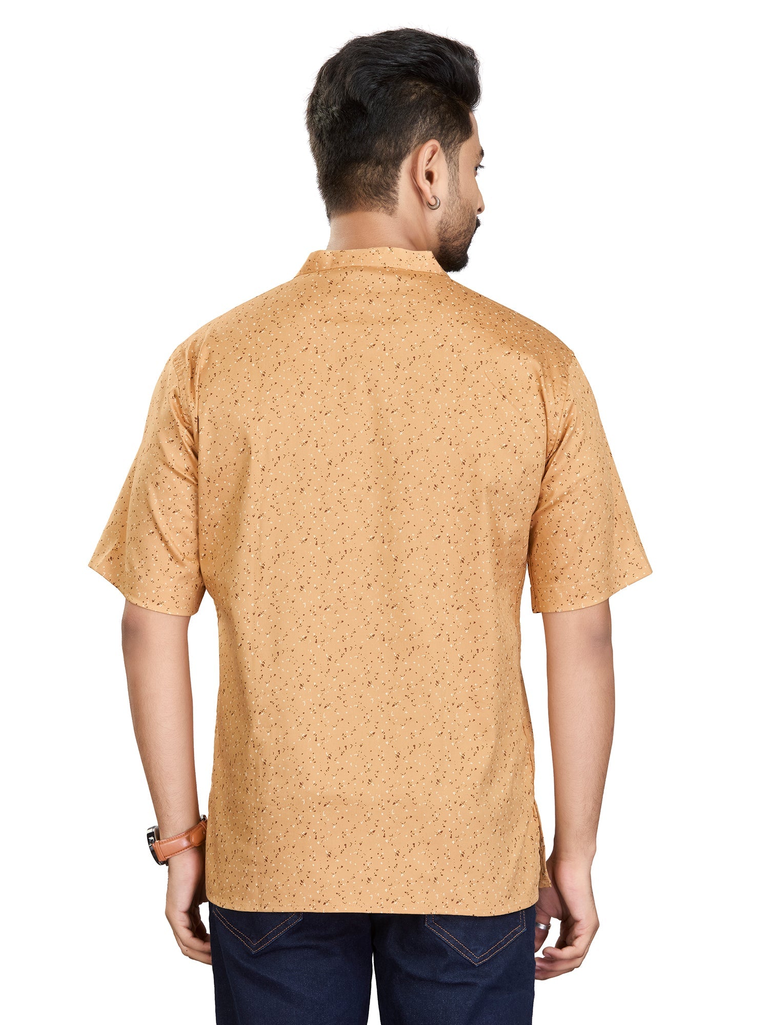 Bamboo Short Kurta Half Sleeves for Men - White | SHAVSPBE38 | DesiQlo