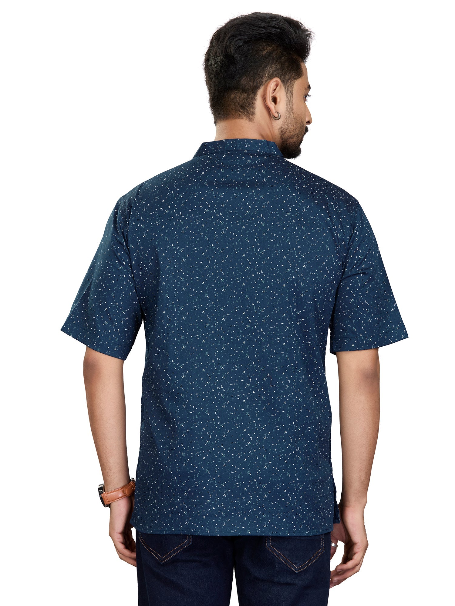 Satin Short Kurta Half Sleeves for Men - White | SHAVSPNAV3 | DesiQlo