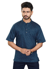 Satin Short Kurta Half Sleeves for Men - White | SHAVSPNAV3