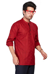 Cotton Short Kurta for Men - White | SKSRSTMAR3