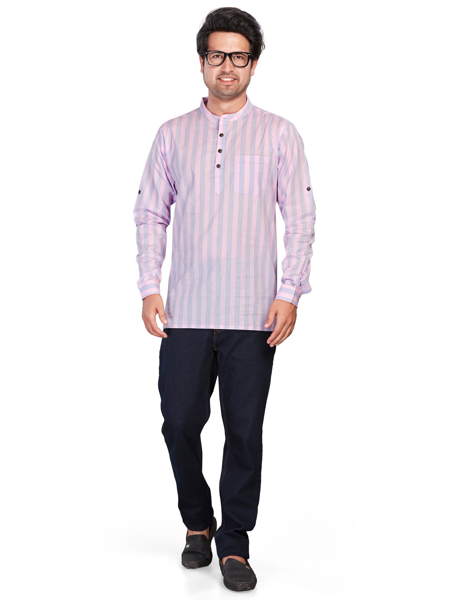 Cotton Short Kurta for Men - Multicolor | SKSRLIPIN3 | DesiQlo