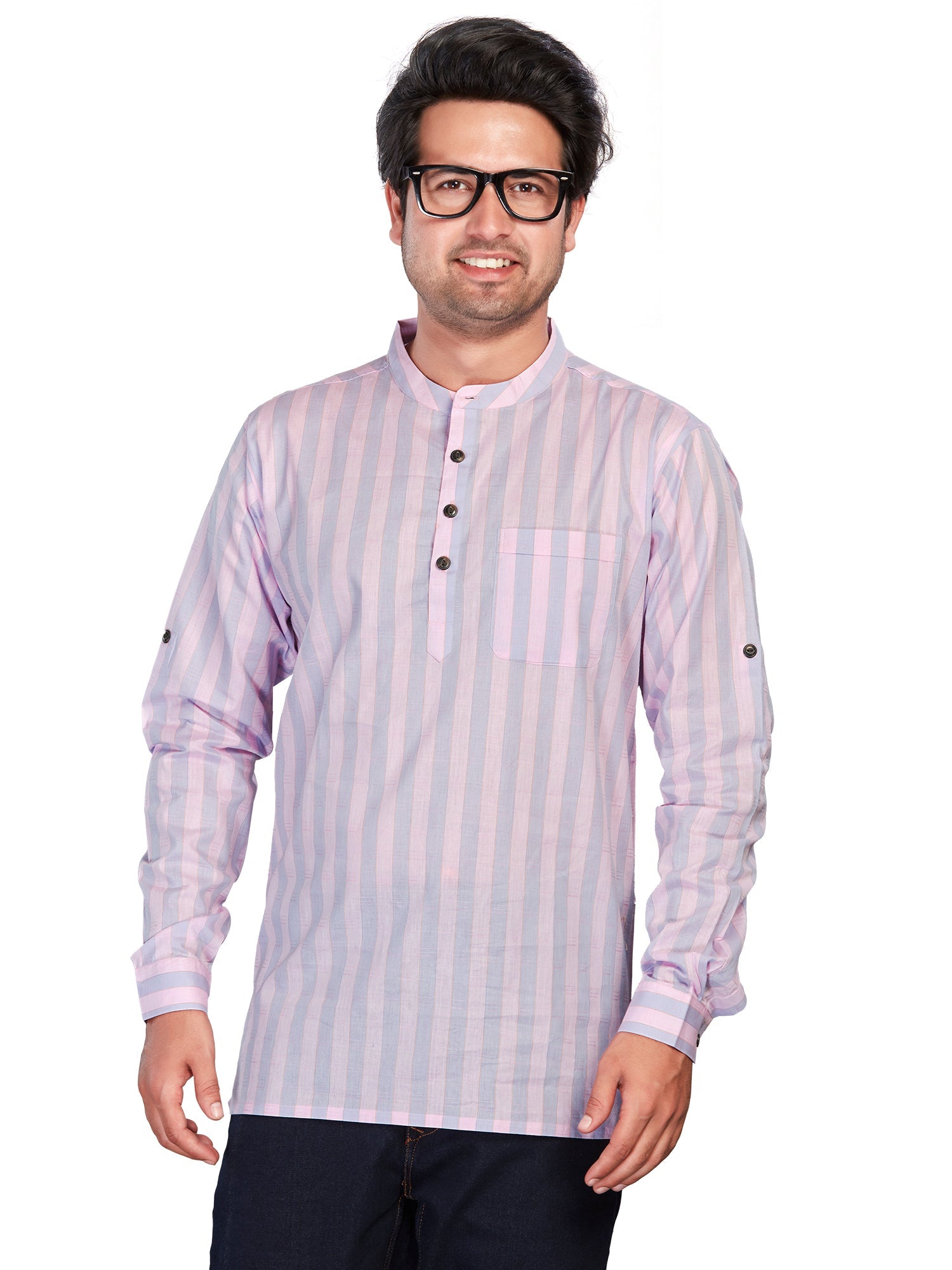 Cotton Short Kurta for Men - Multicolor | SKSRLIPIN3 | DesiQlo