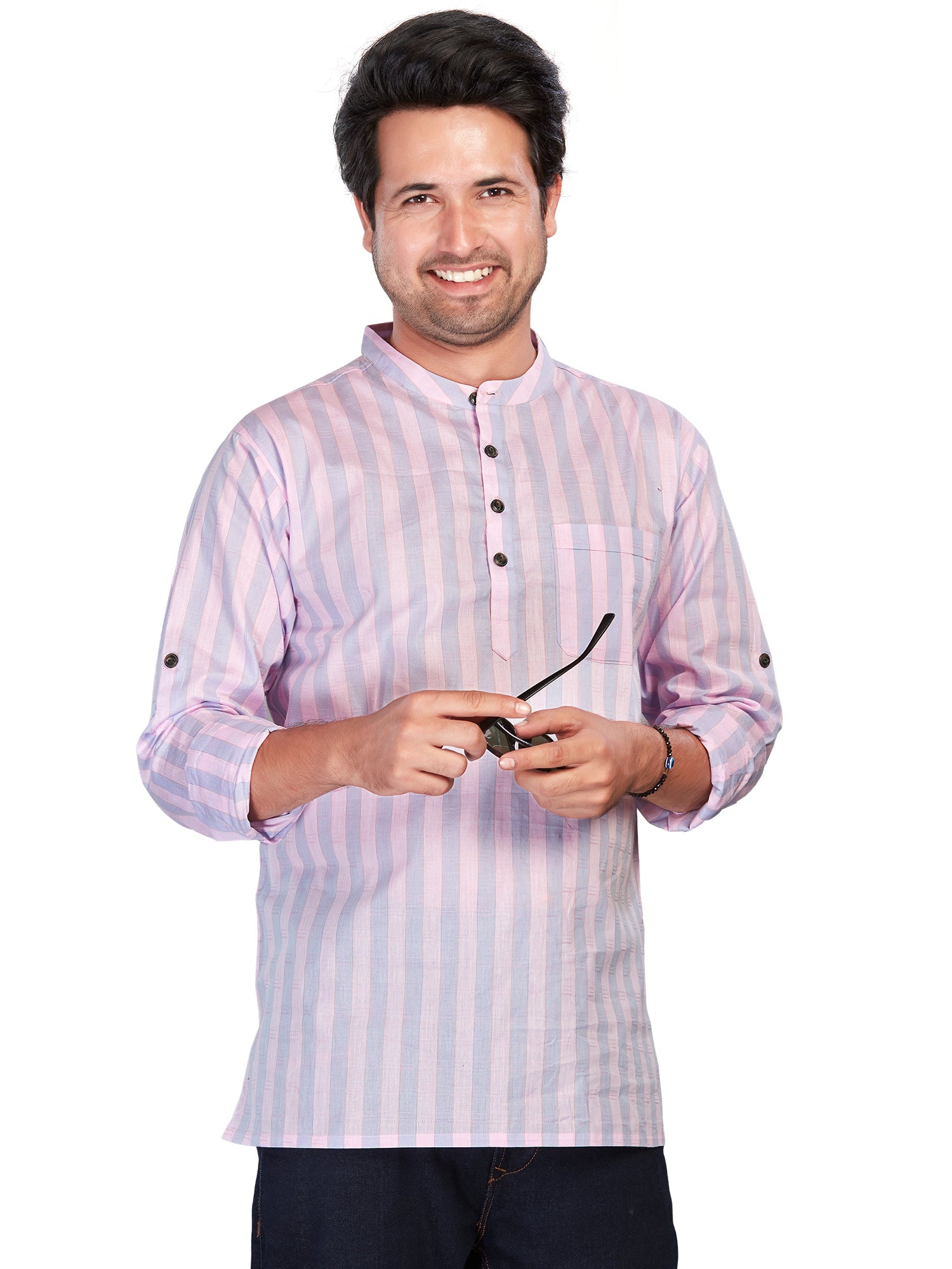 Cotton Short Kurta for Men - Multicolor | SKSRLIPIN3 | DesiQlo