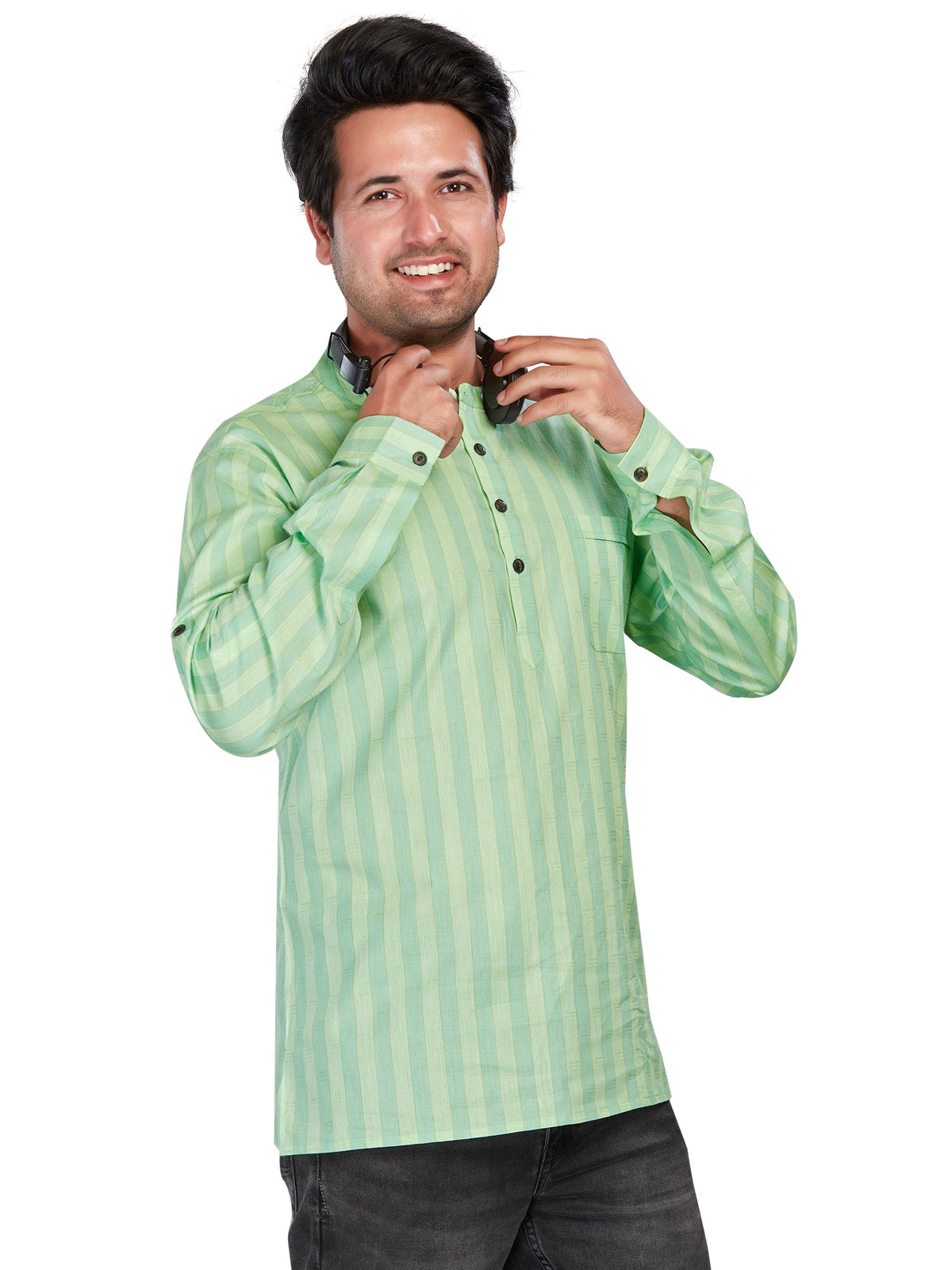 Cotton Short Kurta for Men - Multicolor | SKSRLIGRN3