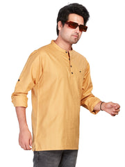 Cotton Short Kurta for Men - Gold | SKSRSSKHK3