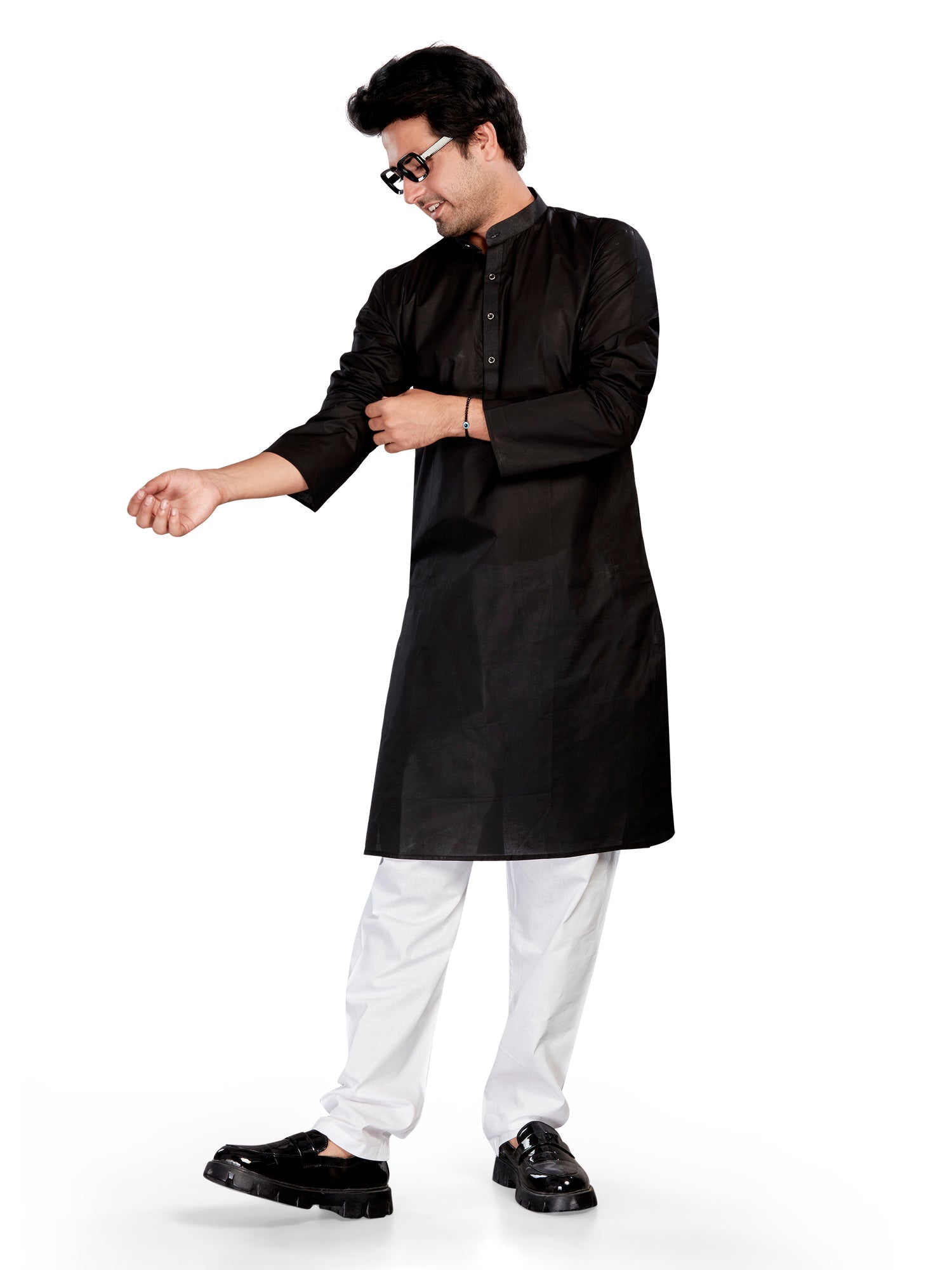 Cotton Kurta for Men - Black | KPSSHPBLK3 | DesiQlo