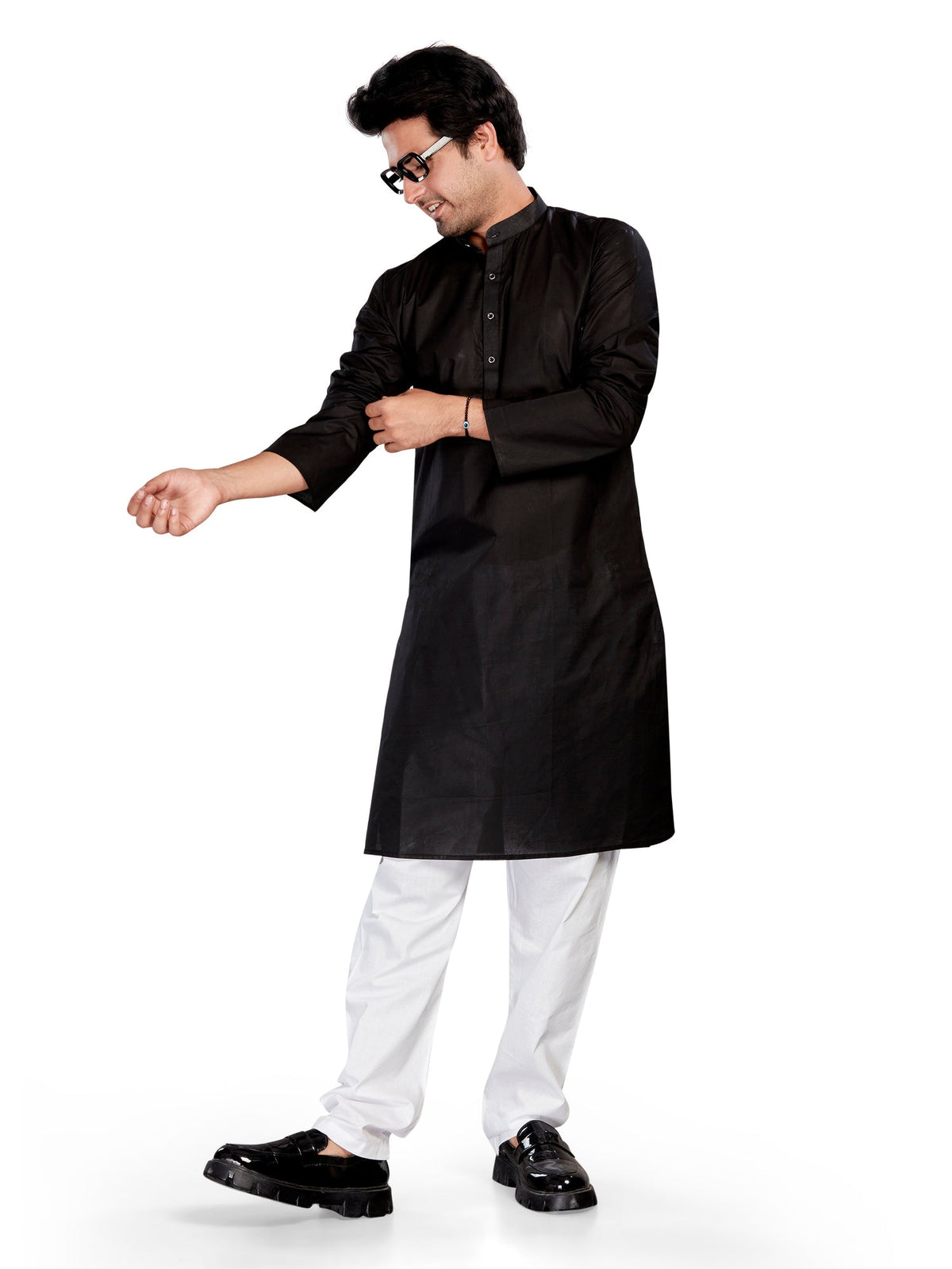 Cotton Kurta for Men - Black | KPSSHPBLK3