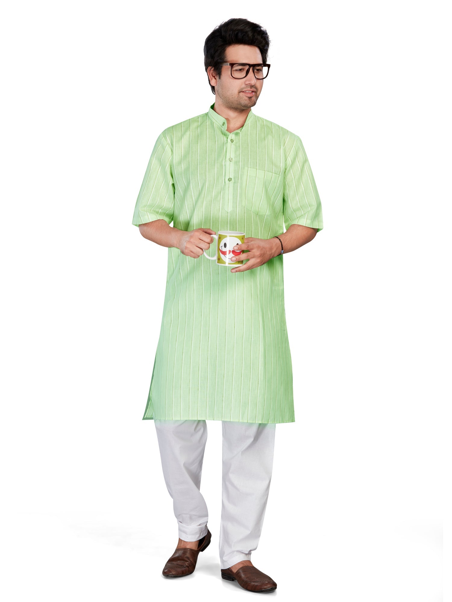 Cotton Modi Kurta for Men - Multicolor | HKSRLIGRN3 | DesiQlo