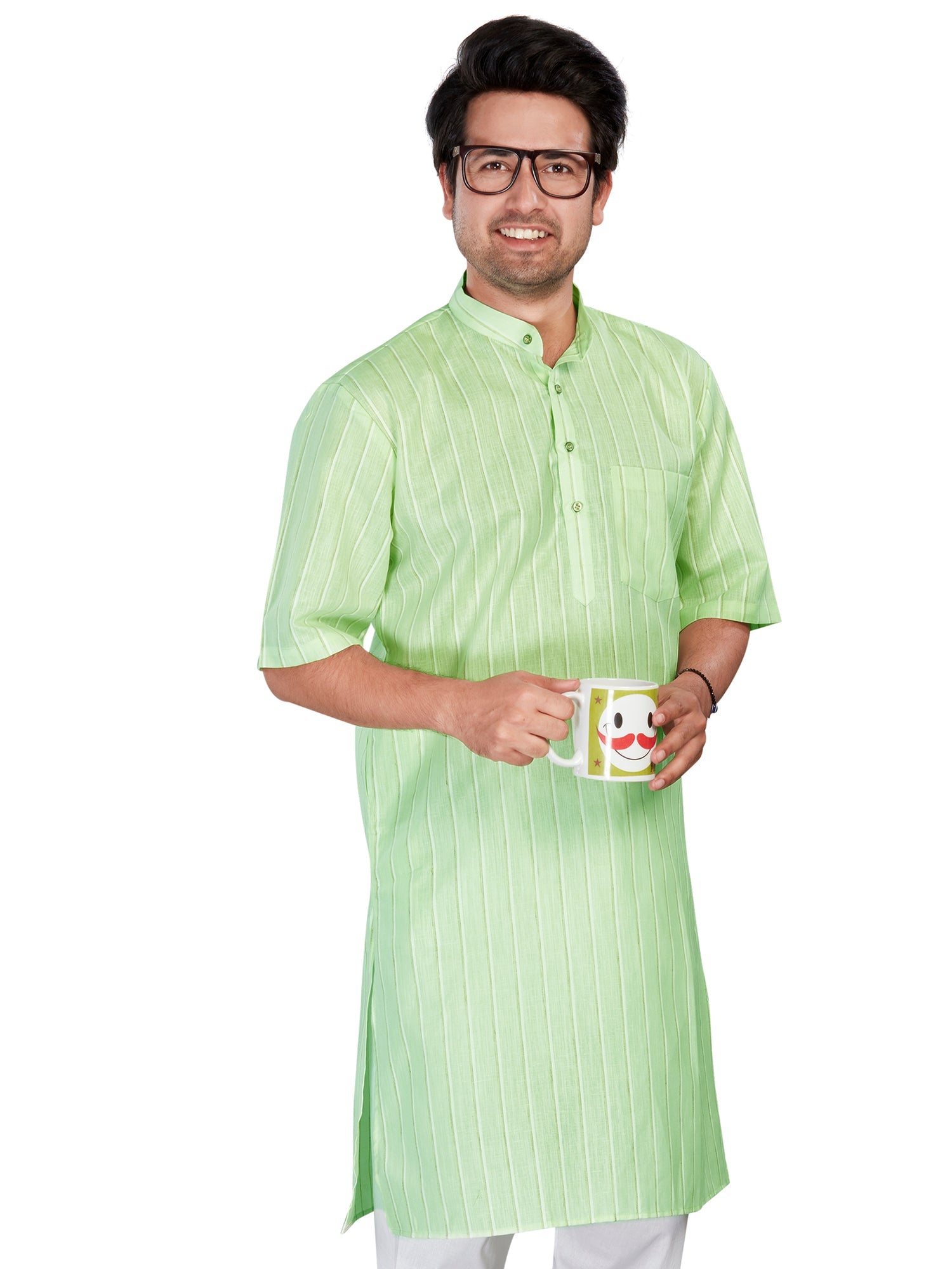 Cotton Modi Kurta for Men - Multicolor | HKSRLIGRN3 | DesiQlo