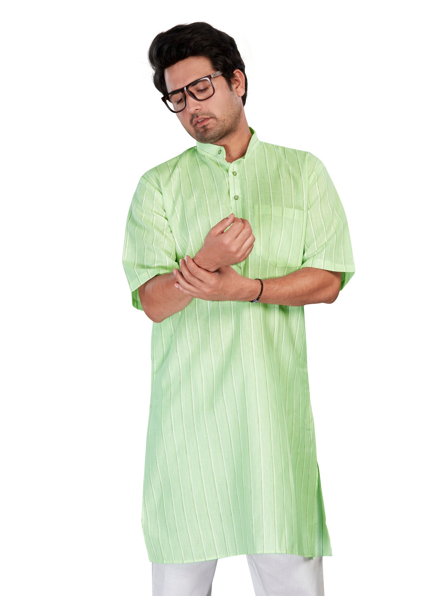 Cotton Modi Kurta for Men - Multicolor | HKSRLIGRN3 | DesiQlo