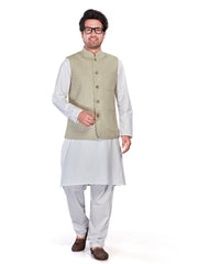 Linen Nehru Jacket for Men - Green | WCSR1022PP