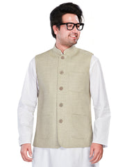 Linen Nehru Jacket for Men - Green | WCSR1022PP