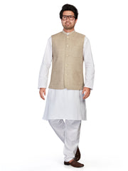Cotton Nehru Jacket for Men - Beige | WCSR1023PP