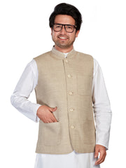 Cotton Nehru Jacket for Men - Beige | WCSR1023PP