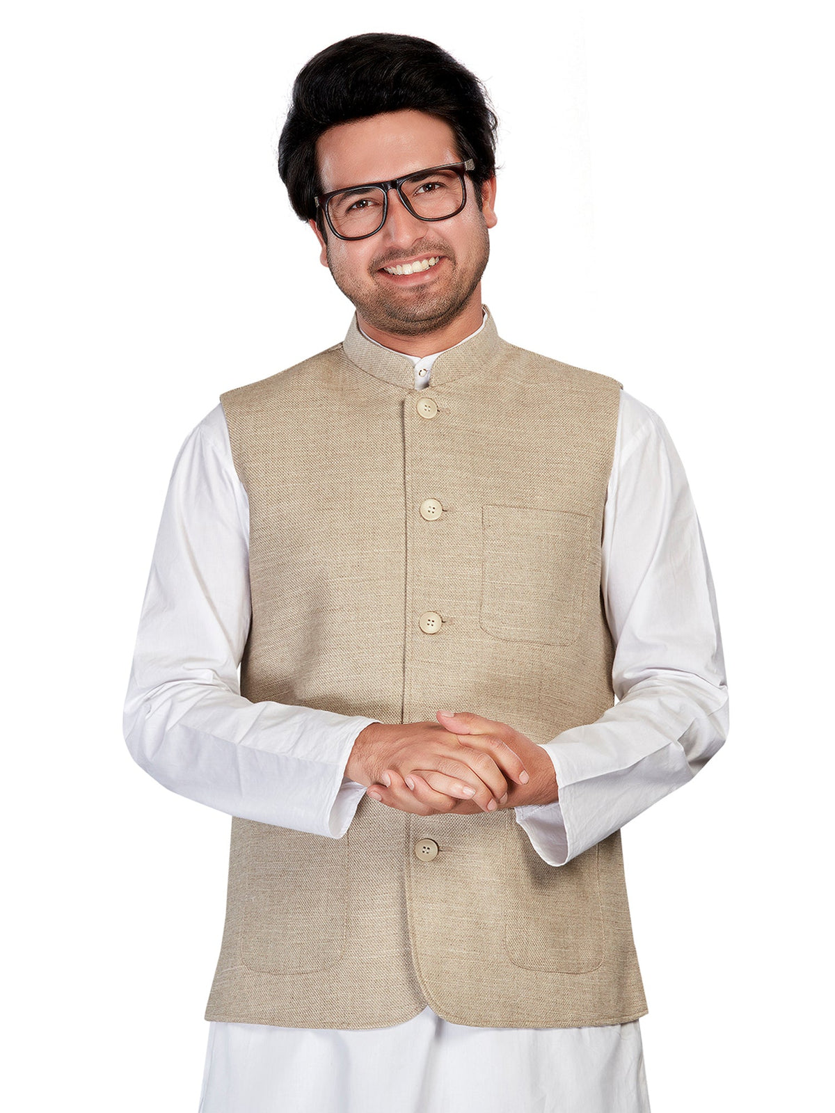 Cotton Nehru Jacket for Men - Beige | WCSR1023PP