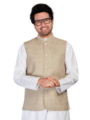 Cotton Nehru Jacket for Men - Beige | WCSR1023PP