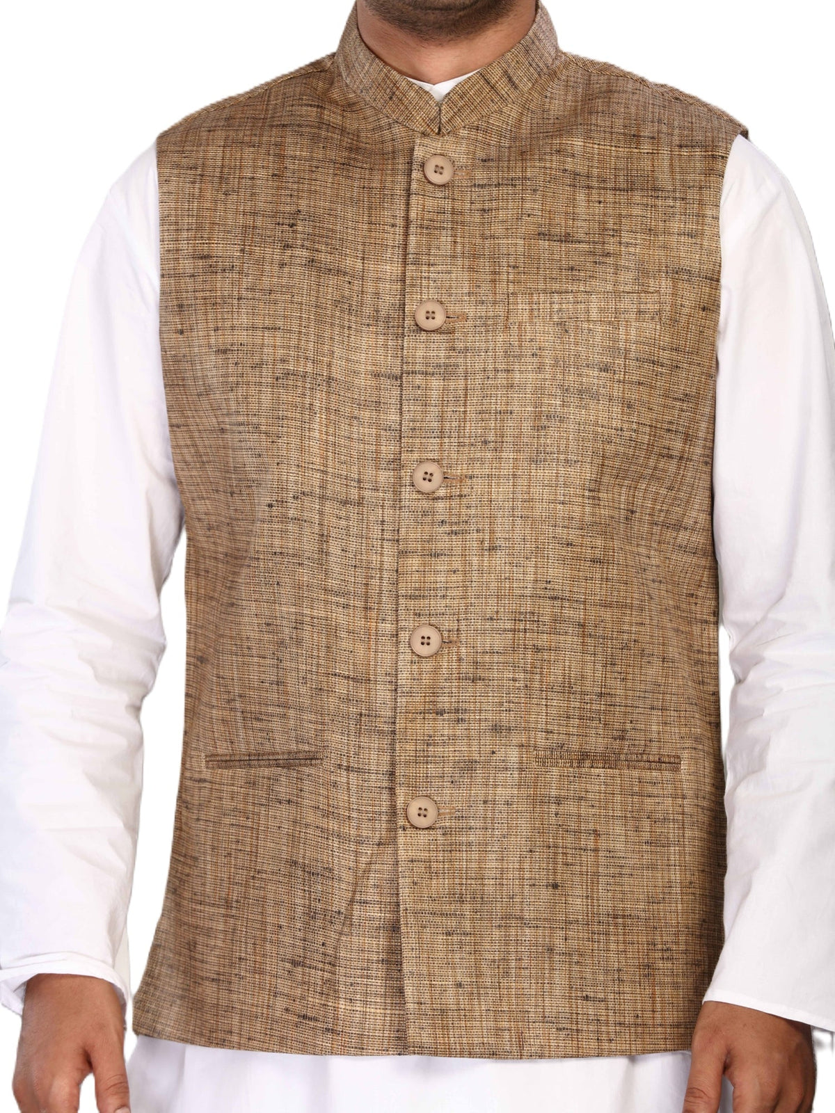 Cotton Nehru Jacket for Men - Brown | WCNVGKBR38