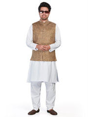 Cotton Nehru Jacket for Men - Brown | WCNVGKBR38