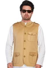 Cotton Nehru Jacket for Men - Beige | WCSR1137KH