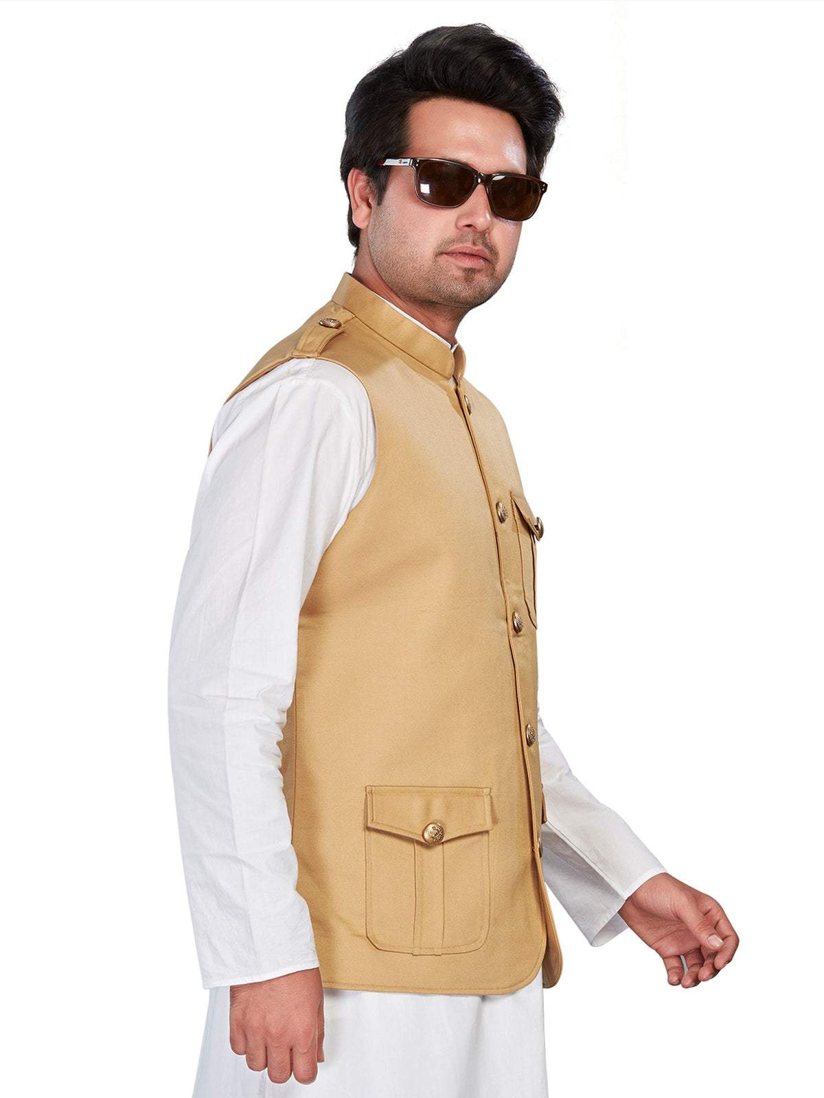 Cotton Nehru Jacket for Men - Beige | WCSR1137KH
