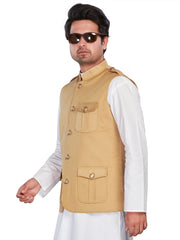Cotton Nehru Jacket for Men - Beige | WCSR1137KH