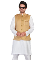 Cotton Nehru Jacket for Men - Beige | WCSR1137KH