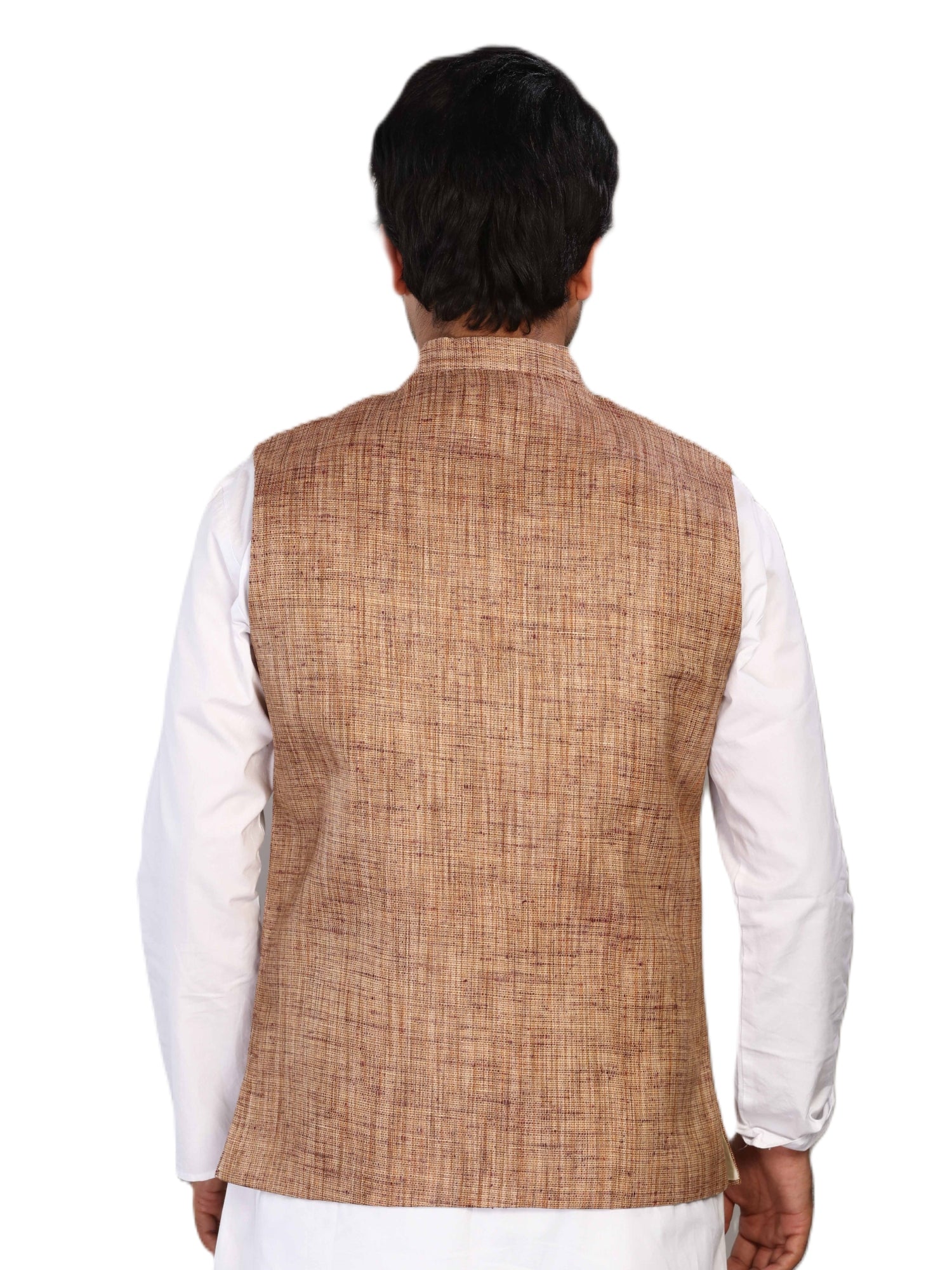 Cotton Nehru Jacket for Men - Brown | WCNVGKMR38 | DesiQlo