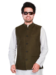 Cotton Nehru Jacket for Men - Green | WCSR1136ML