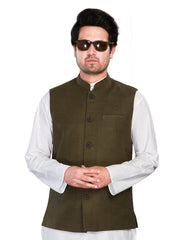 Cotton Nehru Jacket for Men - Green | WCSR1136ML