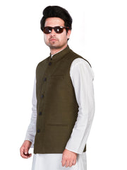 Cotton Nehru Jacket for Men - Green | WCSR1136ML