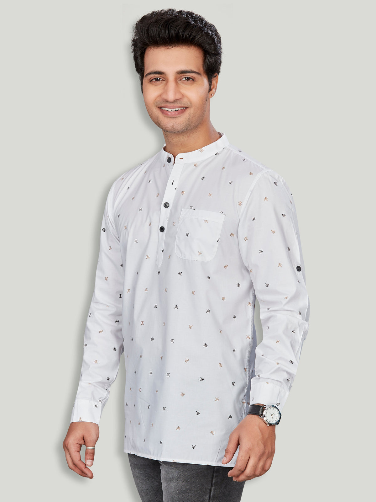 Cotton Short Kurta for Men - Multicolor | SKSRPWBRN3