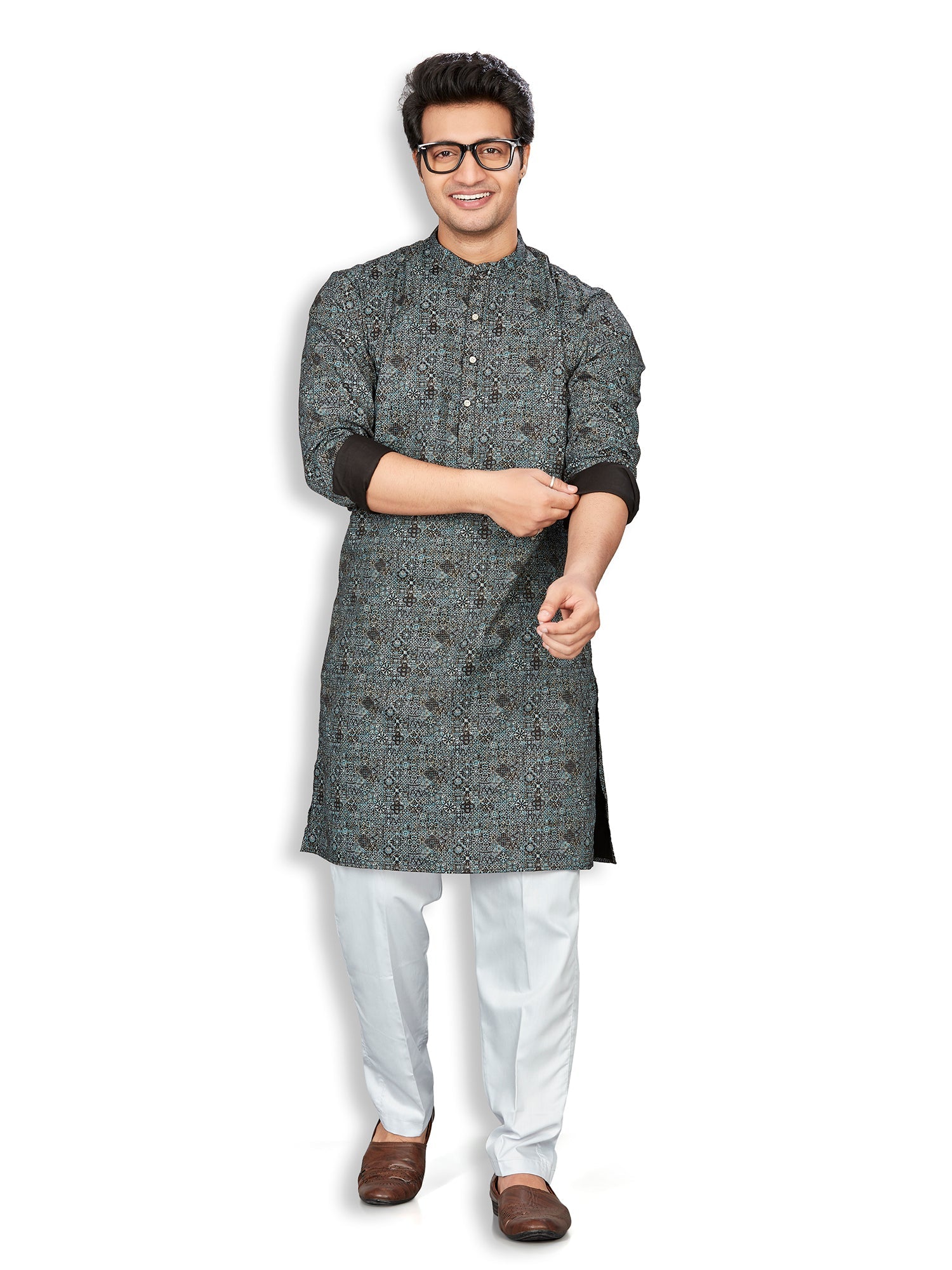 Cotton Kurta for Men - Grey | KPAVCUPBK3 | DesiQlo