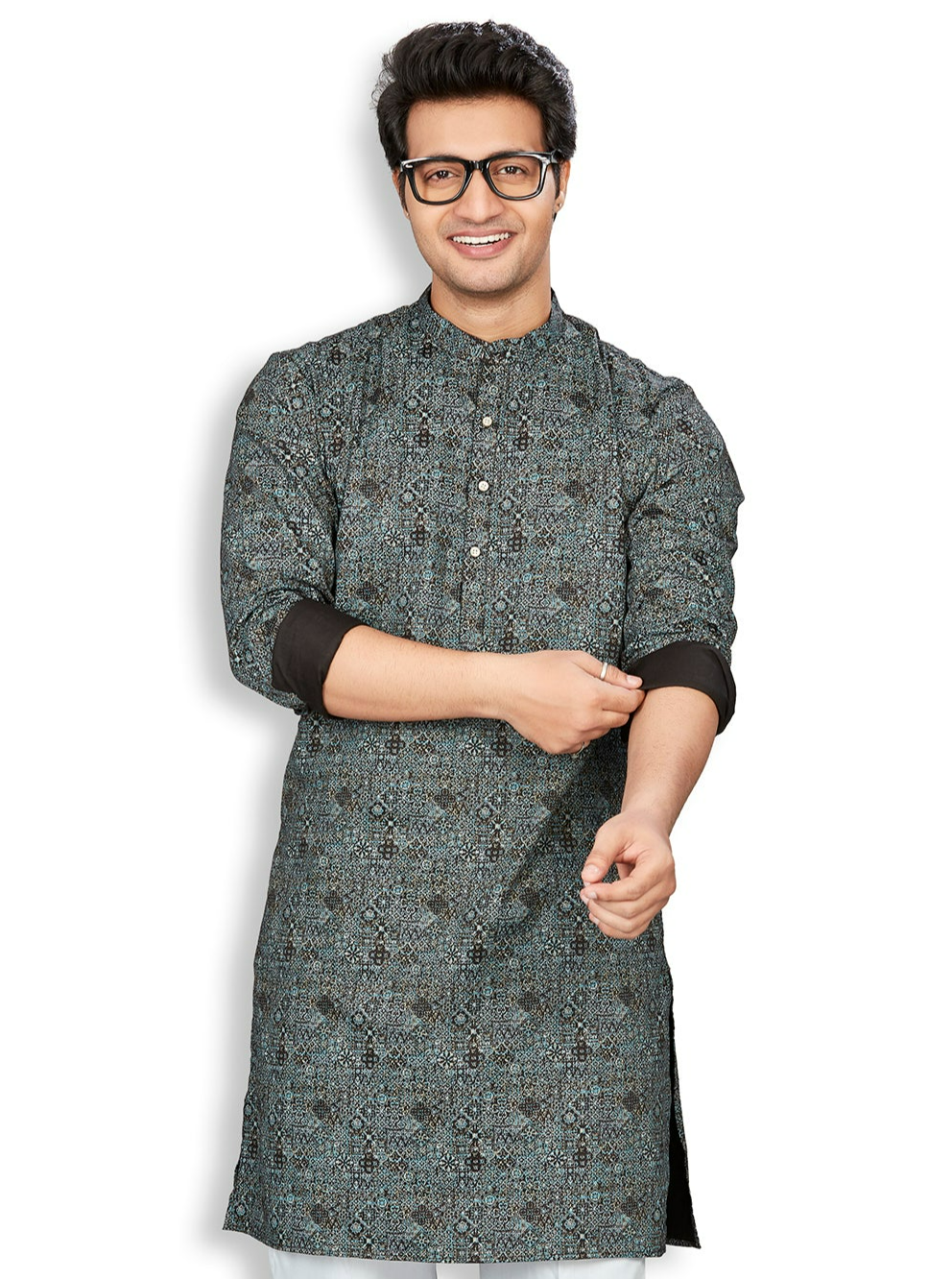 Cotton Kurta for Men - Grey | KPAVCUPBK3 | DesiQlo