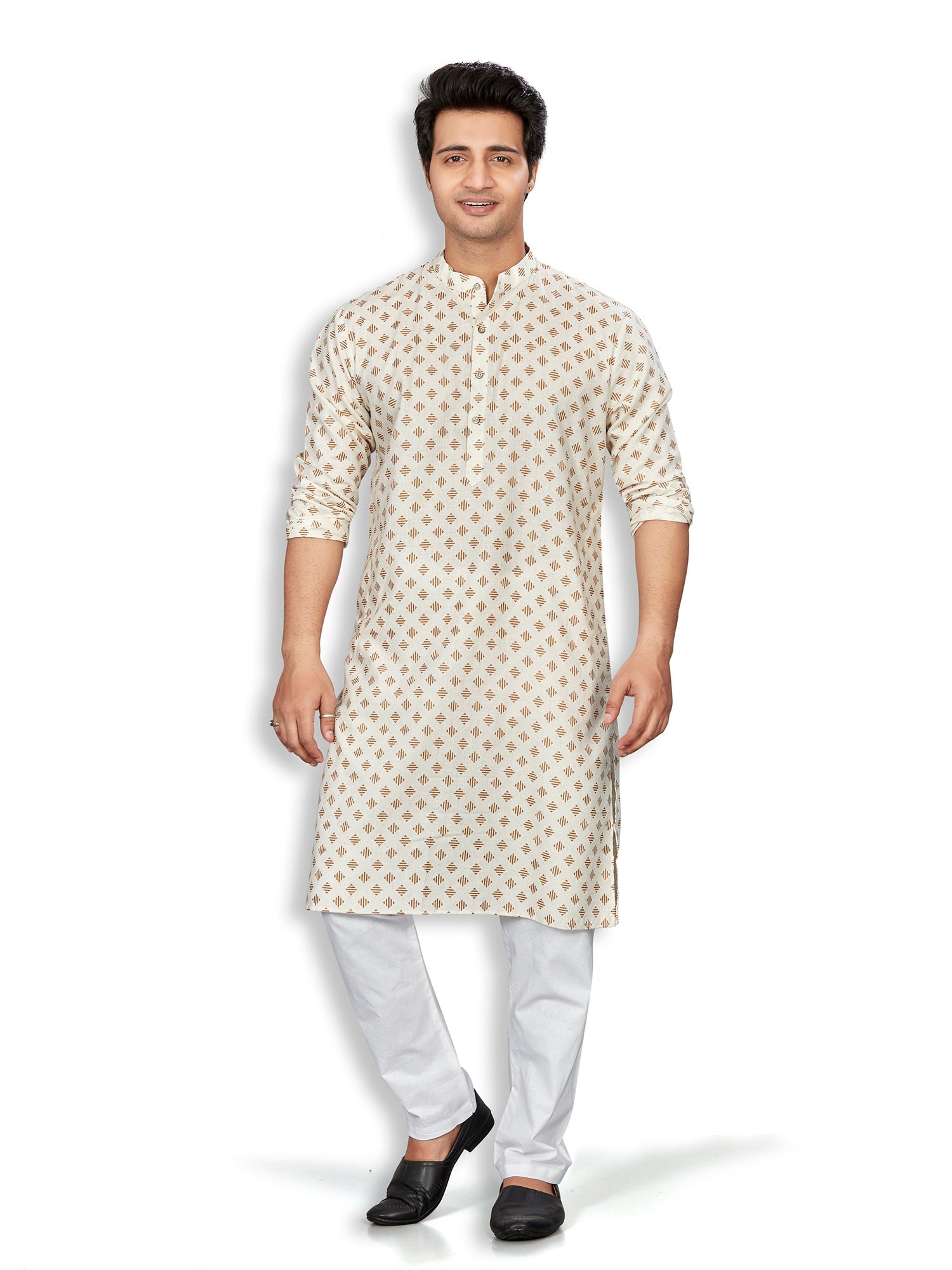 Linen Kurta for Men - Beige | KPMKTPGOSQ | DesiQlo