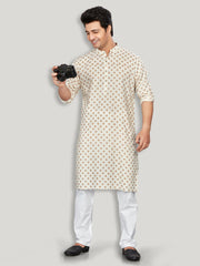 Linen Kurta for Men - Beige | KPMKTPGOSQ