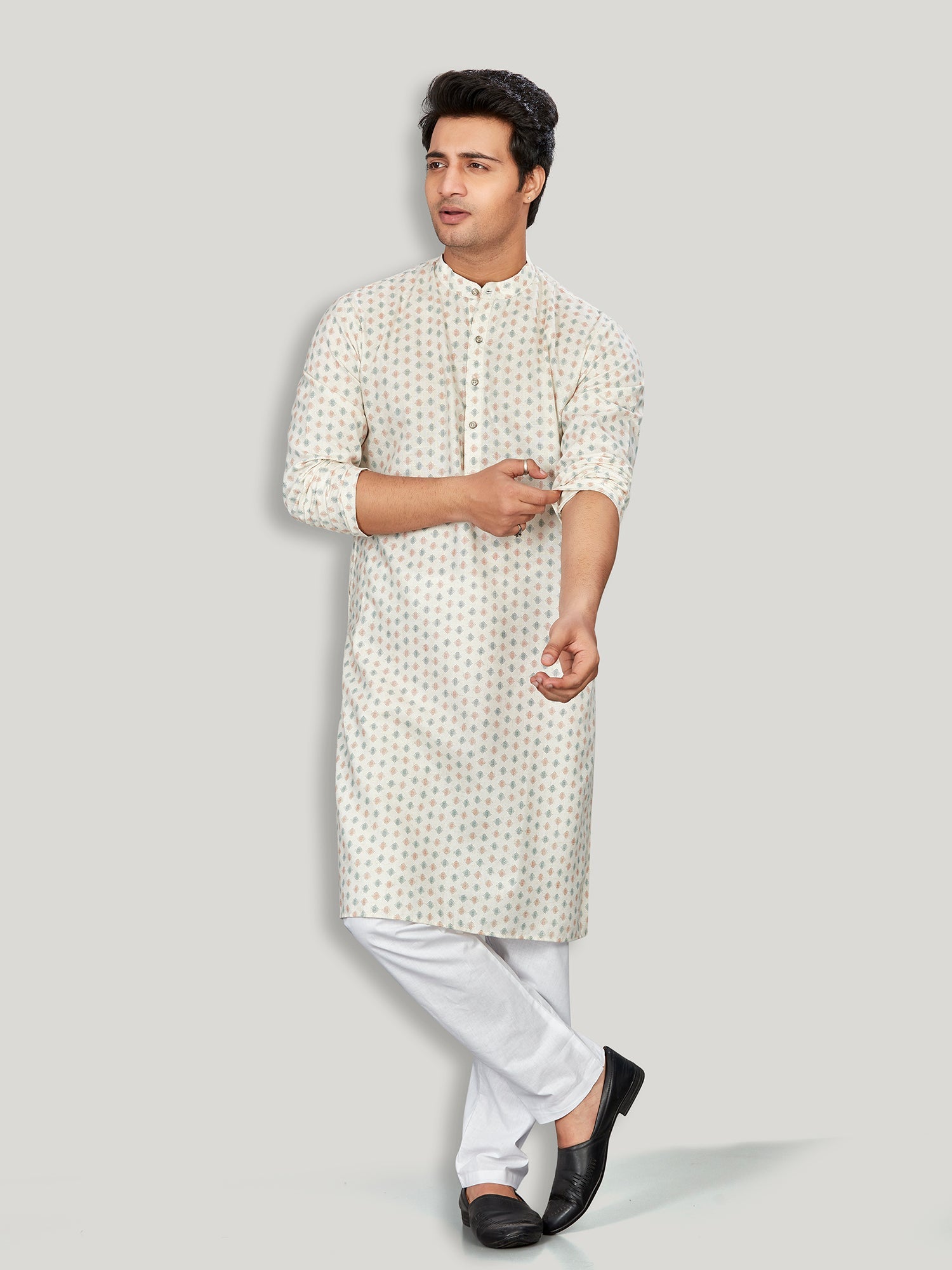 Linen Kurta for Men - Beige | KPMKTPGROR | DesiQlo