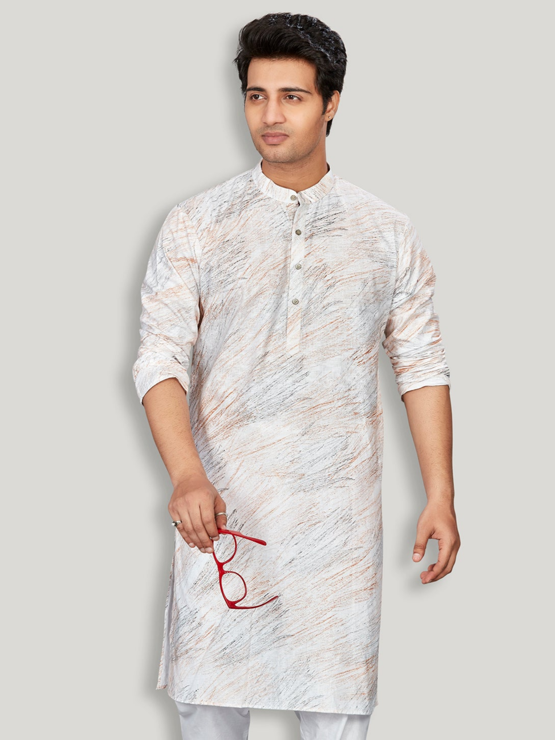 Linen Kurta for Men - White | KPMKBPOR38 | DesiQlo