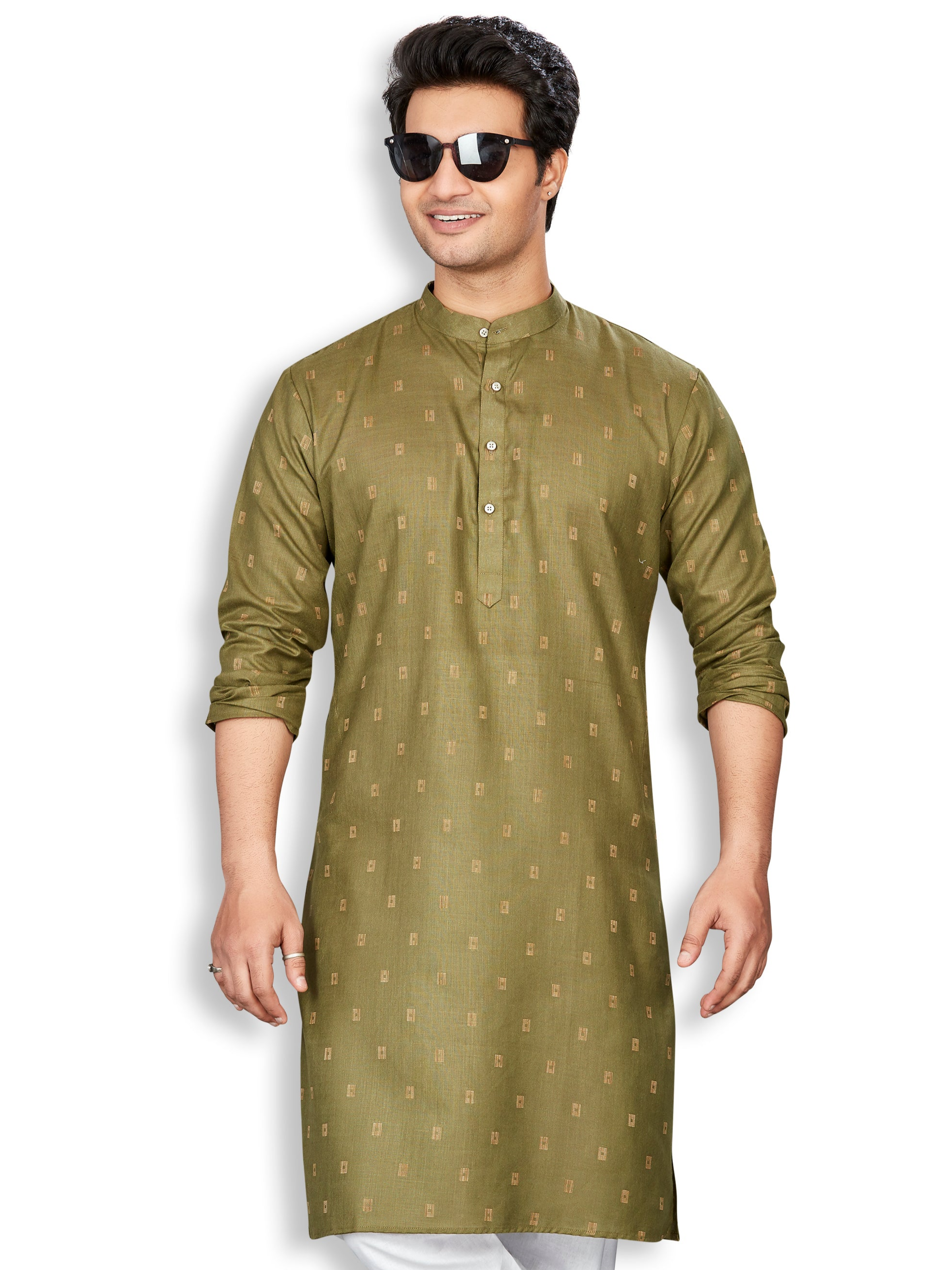 Cotton Kurta for Men - Green | KPSRBUGRN3 | DesiQlo