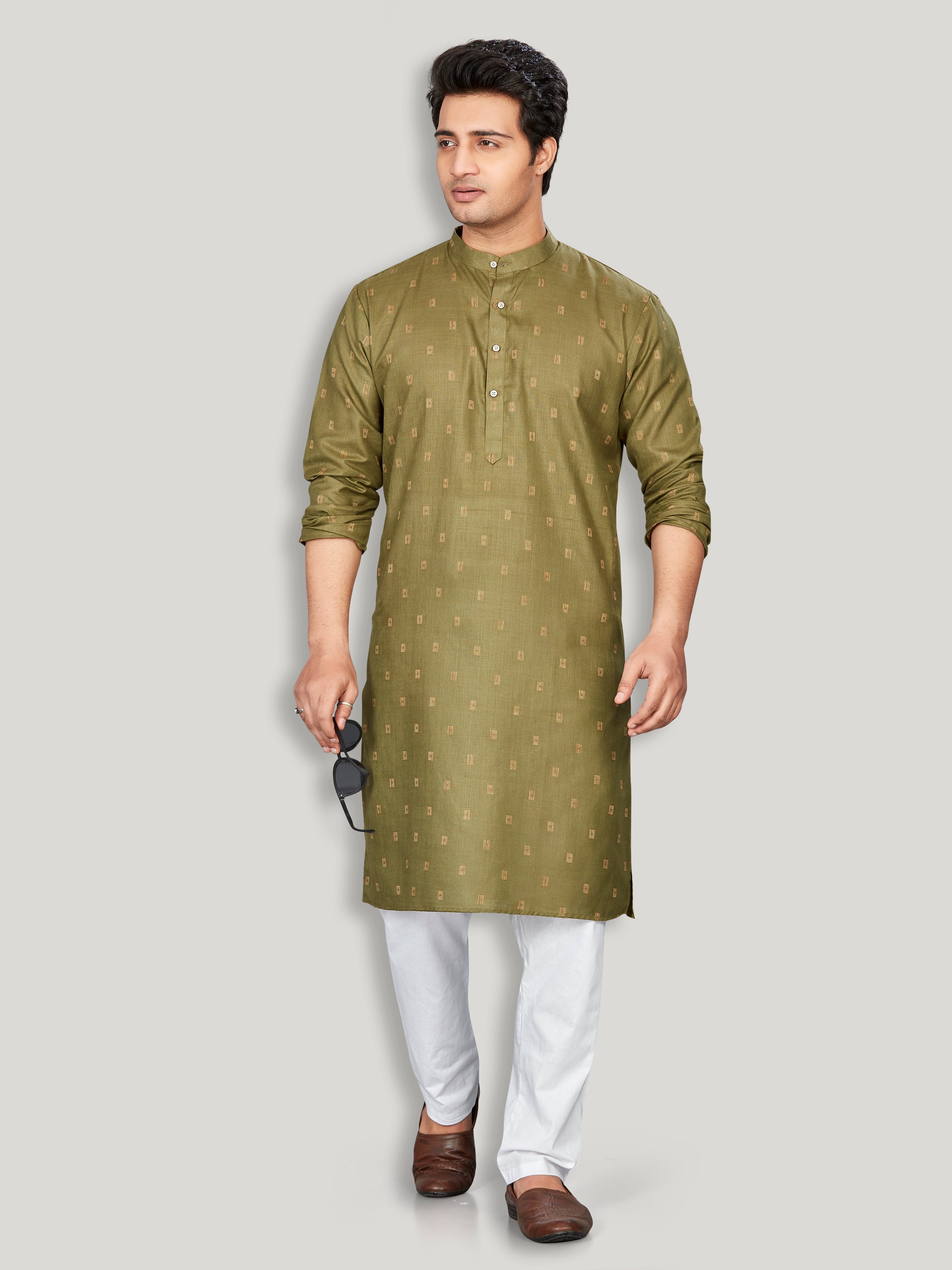 Cotton Kurta for Men - Green | KPSRBUGRN3 | DesiQlo