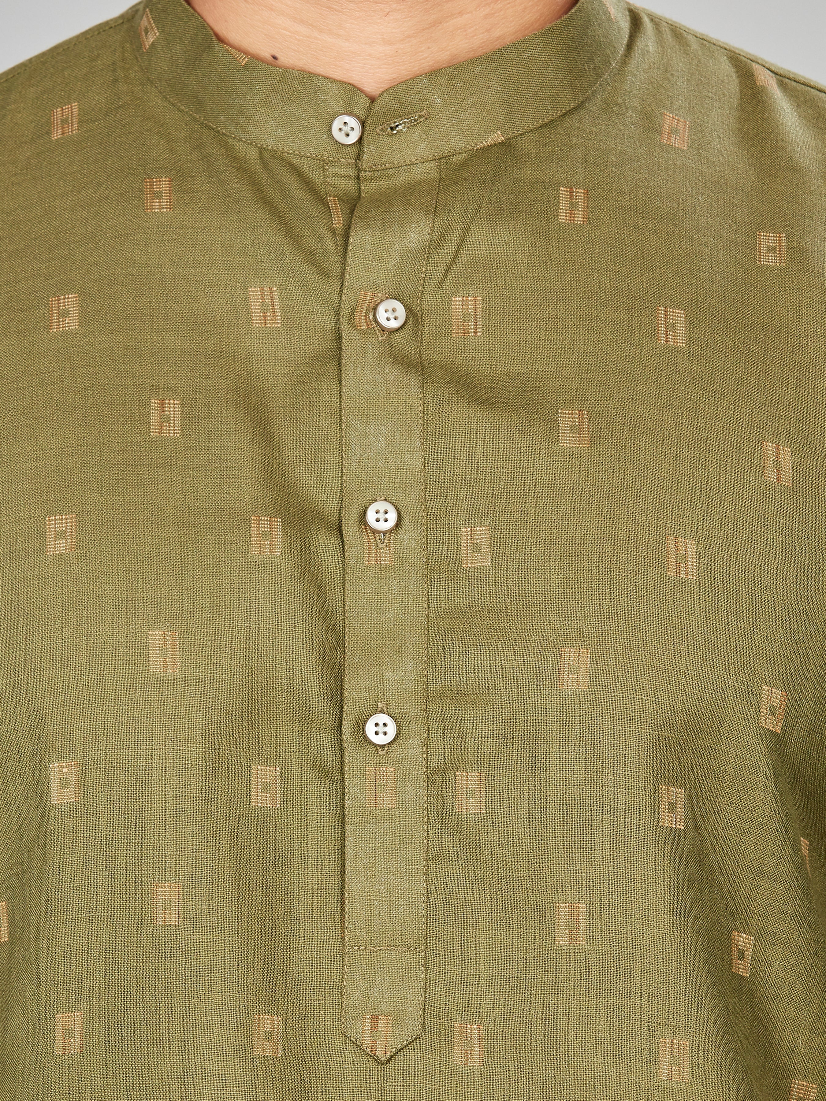 Cotton Kurta for Men - Green | KPSRBUGRN3 | DesiQlo