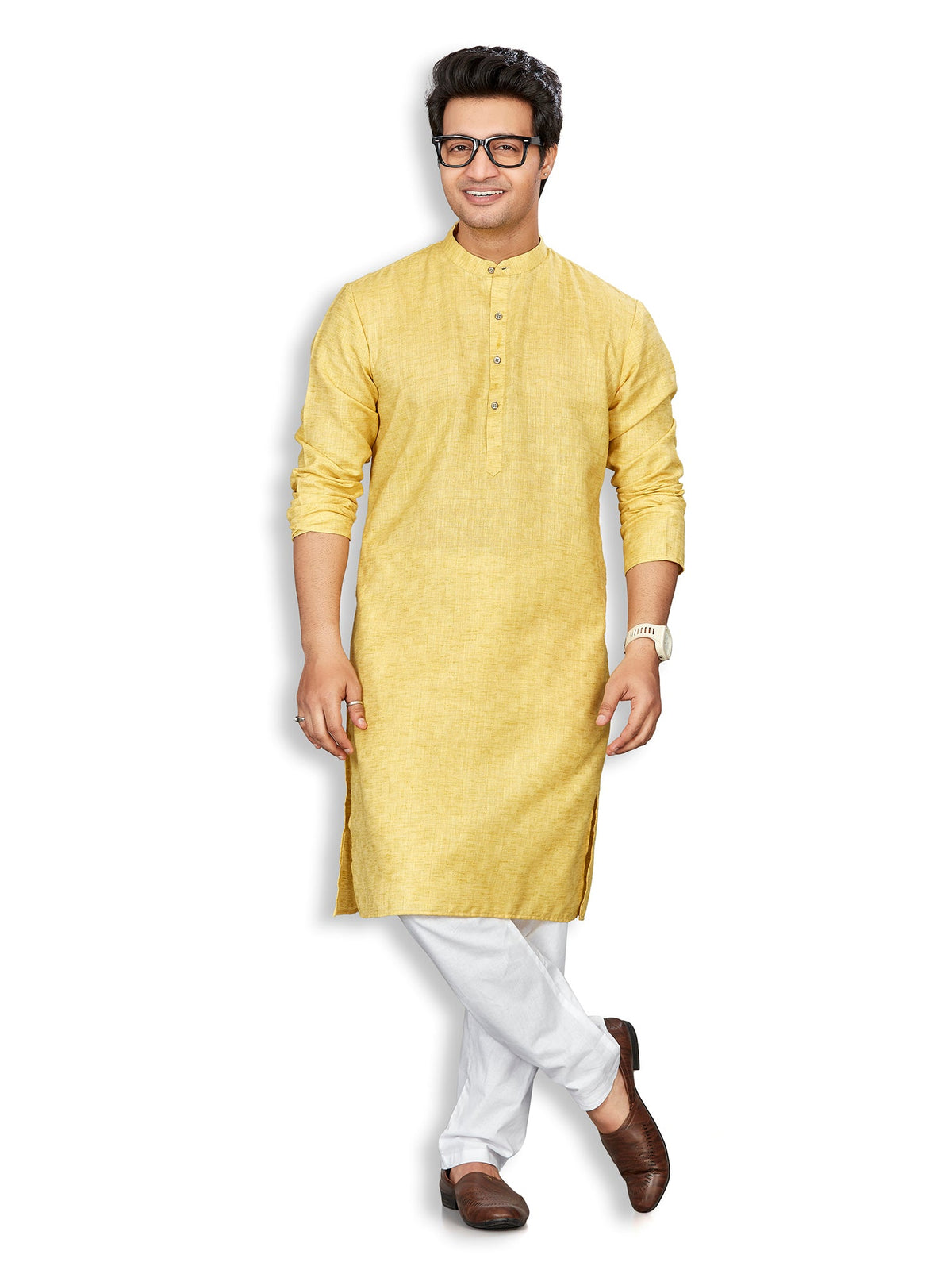 Cotton Kurta for Men - Yellow | KPSRJQYL38
