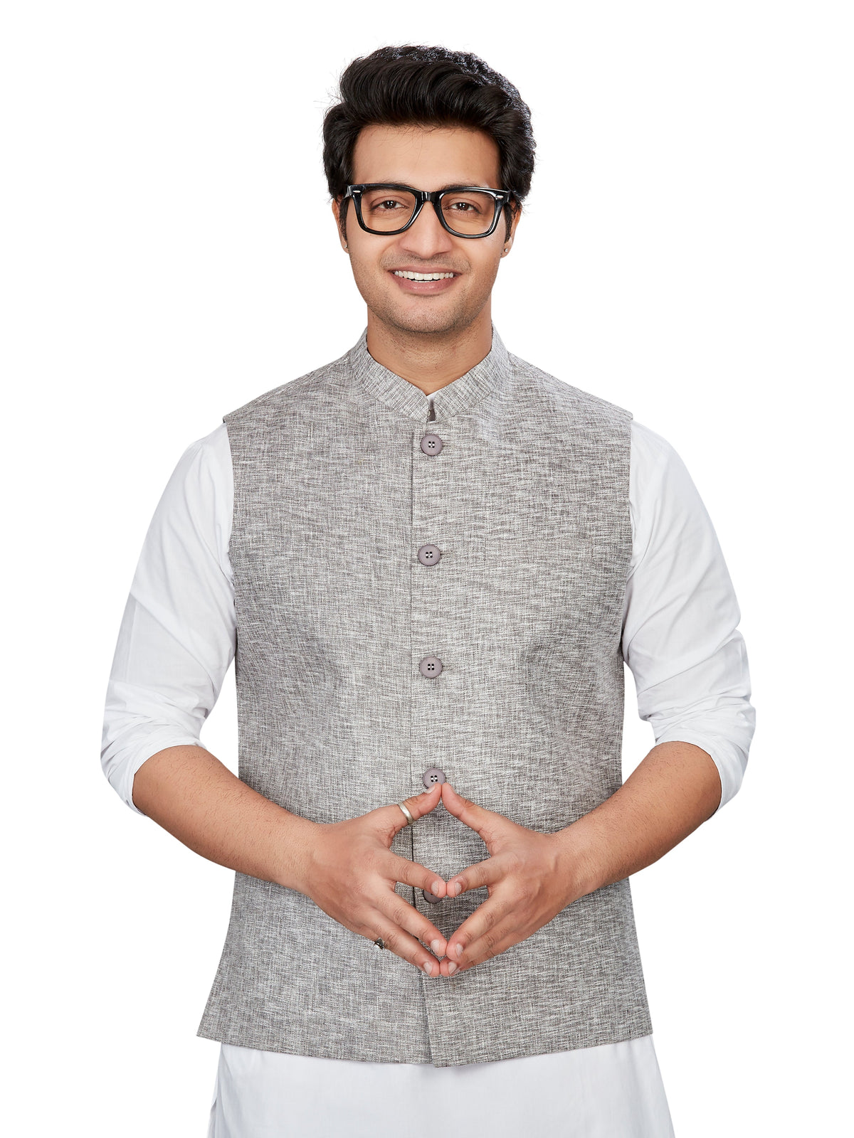 Cotton Nehru Jacket for Men - Grey | WCNVVTGRY3