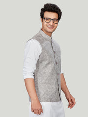 Cotton Nehru Jacket for Men - Grey | WCNVVTGRY3