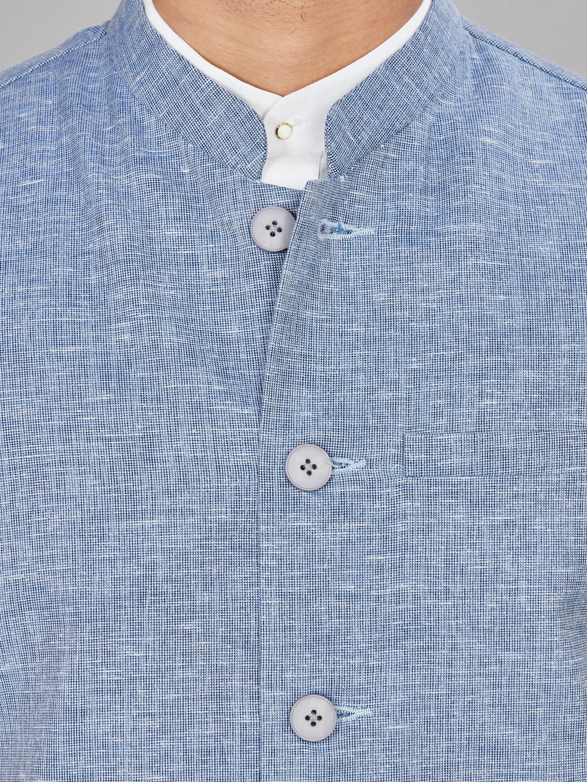 Linen Nehru Jacket for Men - Blue | WCSR1088DN