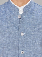 Linen Nehru Jacket for Men - Blue | WCSR1088DN
