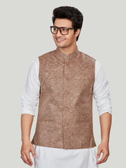 Cotton Nehru Jacket for Men - Brown | WCNVVTBRN3