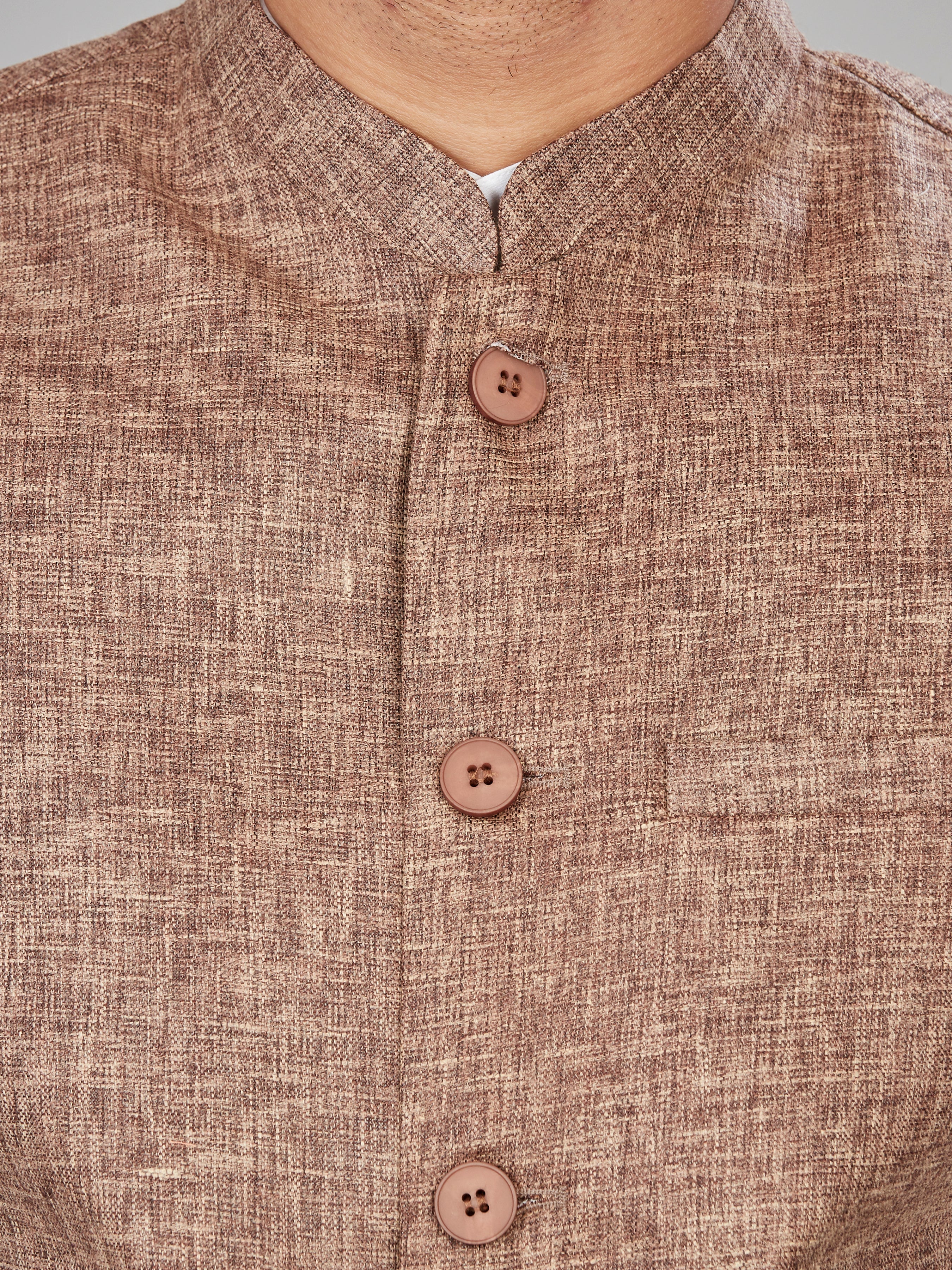 Cotton Nehru Jacket for Men - Brown | WCNVVTBRN3 | DesiQlo