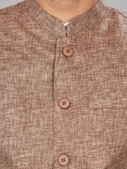 Cotton Nehru Jacket for Men - Brown | WCNVVTBRN3