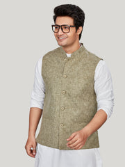Cotton Nehru Jacket for Men - Green | WCNVVTGRN3